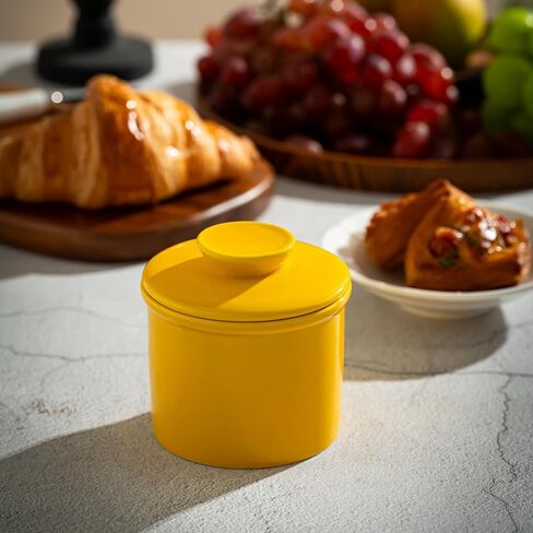 Butter Crock for Counter with Water, Ceramic Butter Keeper for Fresh Spreadable Butter, French Butter Dish with Lid, Butter Container Holder for Kitchen and Home Decor, White in Saudi Arabia