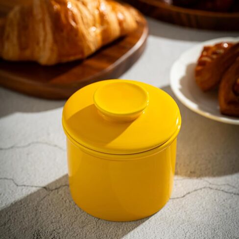 Butter Crock for Counter with Water, Ceramic Butter Keeper for Fresh Spreadable Butter, French Butter Dish with Lid, Butter Container Holder for Kitchen and Home Decor, White in Saudi Arabia
