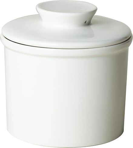 Butter Crock for Counter with Water, Ceramic Butter Keeper for Fresh Spreadable Butter, French Butter Dish with Lid, Butter Container Holder for Kitchen and Home Decor, White in Saudi Arabia