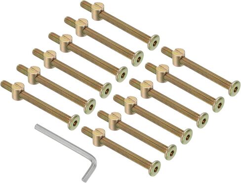 PATIKIL M6 x 110mm Bunk Bed Bolts, 12 Pack Hex Drive Socket Cap Barrel Screws Bolt Nuts Assortment Kit with 1Pcs Wrench for Furniture Bed, Black in Saudi Arabia