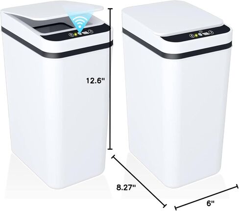 2Pack 3.5 Gallon 2.2 Gallon Bathroom Small Trash Can with Lid Touchless Automatic Garbage Can Slim Waterproof Motion Sensor Smart Trash Bin for Bedroom Office Living Room 3.5 Gallon White in Saudi Arabia