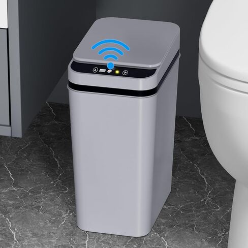 2Pack 3.5 Gallon 2.2 Gallon Bathroom Small Trash Can with Lid Touchless Automatic Garbage Can Slim Waterproof Motion Sensor Smart Trash Bin for Bedroom Office Living Room 3.5 Gallon White in Saudi Arabia