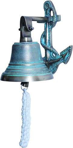 Anchor Ship Bells - Large Dinner Call Bell Indoor Outdoor Wall Mount Decorative Bell Loud House Bell for Door Pub Office Last Order School Call Bell (Gold) in Saudi Arabia