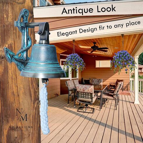 Anchor Ship Bells - Large Dinner Call Bell Indoor Outdoor Wall Mount Decorative Bell Loud House Bell for Door Pub Office Last Order School Call Bell (Gold) in Saudi Arabia