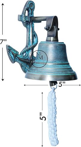 Anchor Ship Bells - Large Dinner Call Bell Indoor Outdoor Wall Mount Decorative Bell Loud House Bell for Door Pub Office Last Order School Call Bell (Gold) in Saudi Arabia