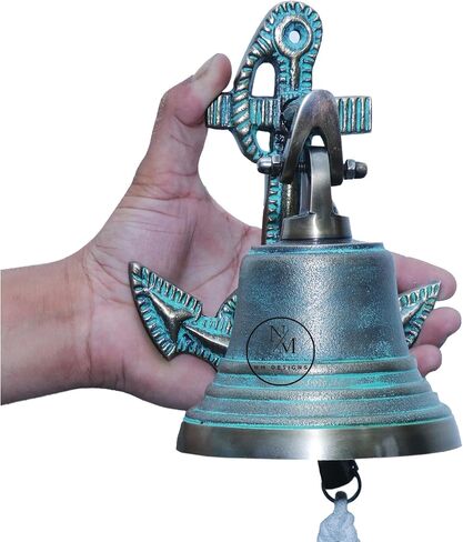 Anchor Ship Bells - Large Dinner Call Bell Indoor Outdoor Wall Mount Decorative Bell Loud House Bell for Door Pub Office Last Order School Call Bell (Gold) in Saudi Arabia