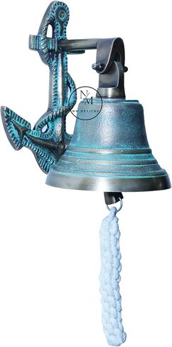 Anchor Ship Bells - Large Dinner Call Bell Indoor Outdoor Wall Mount Decorative Bell Loud House Bell for Door Pub Office Last Order School Call Bell (Gold) in Saudi Arabia