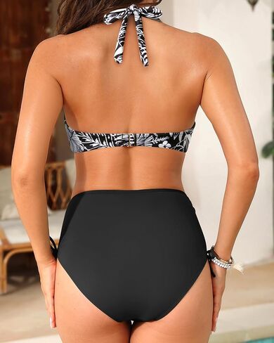 Women Tummy Control Bikini Set - Two Piece Swimsuit High Waisted Bathing Suit Halter Push Up 2025 Swimwear in Kuwait