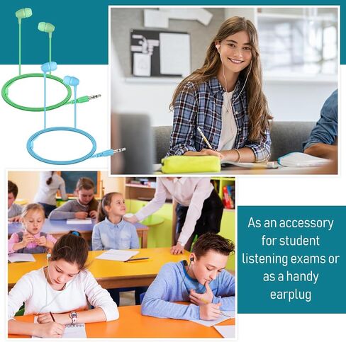 Macarrie 200 Pack Earbuds Bulk Kids Earphones 3.5 mm Classroom Headphones for Students Assorted Colors Earbud Wired Earphone Without Mic for School Classroom Student Individually Bagged (Black) in Kuwait