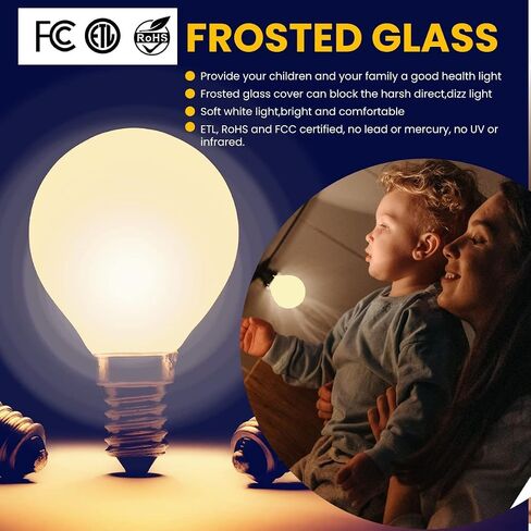AMDTU 40W E12 Frosted Globe LED Bulbs, 2700K Warm White Dimmable Candelabra Base, Eye-Comfort Technology, Flicker-Free Decorative Lighting for Chandeliers, Dining Room, Vanity, and Bathroom Fixtures in Saudi Arabia