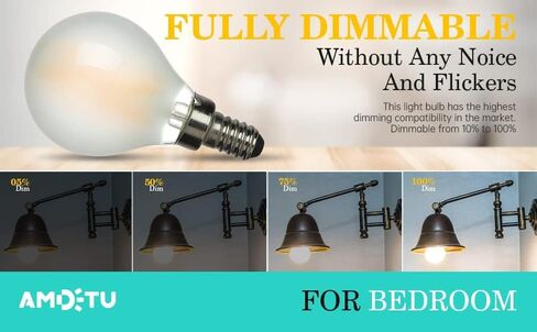 AMDTU 40W E12 Frosted Globe LED Bulbs, 2700K Warm White Dimmable Candelabra Base, Eye-Comfort Technology, Flicker-Free Decorative Lighting for Chandeliers, Dining Room, Vanity, and Bathroom Fixtures in Saudi Arabia