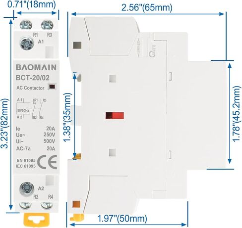 Baomain Normally Closed AC Contactor 63A 2 Pole 2 NC Universal Circuit Control 35mm DIN Rail Mount CE Listed BCT-63/02 (AC 12V) in Saudi Arabia