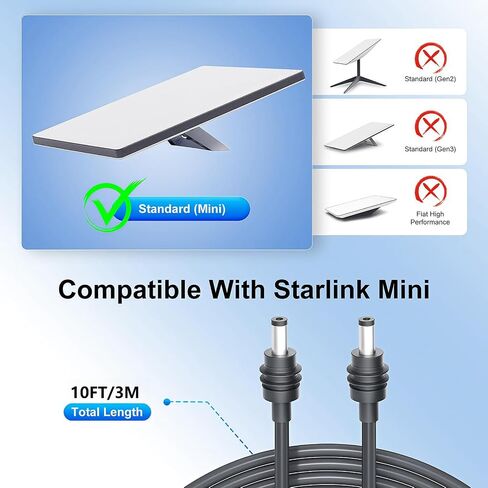 لكابل Starlink Mini 16.4ft/5m مباشرة إلى USB -C ، 100W USB C إلى DC Power Cord 18AWG ، مقاوم للماء متوافق مع 60W+ PD Source - Gray in Saudi Arabia
