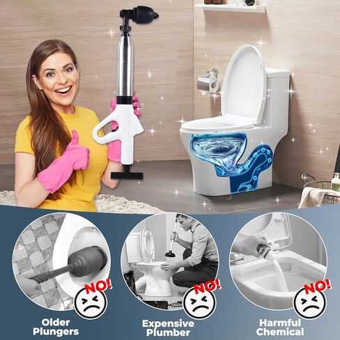 Unclog Toilet Plunger - Drain Clog Remover, High-Pressure Air pump plunger, Drain Blaster with Real-Time Barometer Drain Snake Sink Plunger Plumbing Tools, Toilet unclogger, Plungers for Bathroom in Saudi Arabia