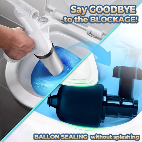 Unclog Toilet Plunger - Drain Clog Remover, High-Pressure Air pump plunger, Drain Blaster with Real-Time Barometer Drain Snake Sink Plunger Plumbing Tools, Toilet unclogger, Plungers for Bathroom in Saudi Arabia