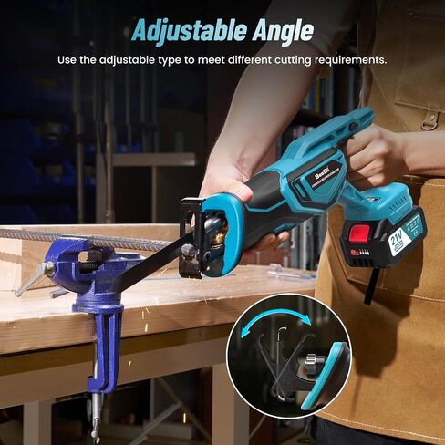 Seesii Reciprocating Saw Cordless, Sawzall Cordless with 2 x 4.0Ah Batteries, 3500 RPM Brushless Motor, LED Light, 8 Saw Blades Portable Reciprocating Saw for Wood PVC Cutting (Blue) in Saudi Arabia