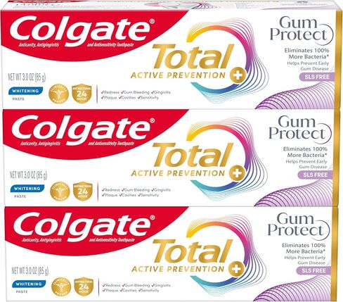 Colgate Total Active Prevention Gum Protect Whitening Toothpaste, Whitening Gum Toothpaste for Gum Inflammation, Redness, Bleeding Gums, Irritation, and Gum Sensitivity, SLS Free, 3.0 oz in Saudi Arabia