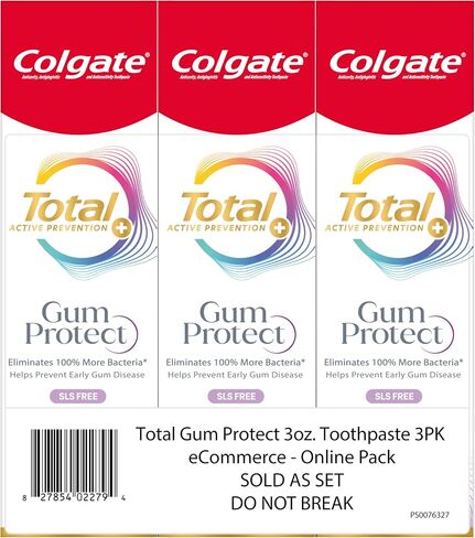 Colgate Total Active Prevention Gum Protect Whitening Toothpaste, Whitening Gum Toothpaste for Gum Inflammation, Redness, Bleeding Gums, Irritation, and Gum Sensitivity, SLS Free, 3.0 oz in Saudi Arabia