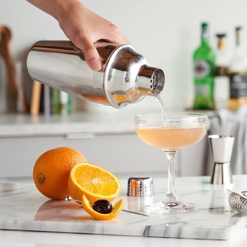 شاكر كوكتيل كبير حقيقي مع مصفاة و jigger ، 34 أوقية. شاكر كوكتيل من الفولاذ المقاوم للصدأ ، مارغريتا شاكر ، شرب الهزازات كوكتيل ، فضية in Kuwait