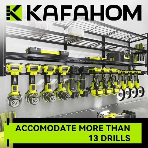 KAFAHOM Power Tool Organizer Wall Mount, 9 Drill Holders for Garage Organization,4 Layer Power Tool Rack,Tool Organizer and Storage with 2 New Accessories, Gifts Idea for Men/Dad/Husband in Saudi Arabia