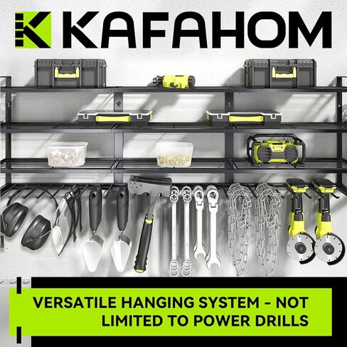 KAFAHOM Power Tool Organizer Wall Mount, 9 Drill Holders for Garage Organization,4 Layer Power Tool Rack,Tool Organizer and Storage with 2 New Accessories, Gifts Idea for Men/Dad/Husband in Saudi Arabia