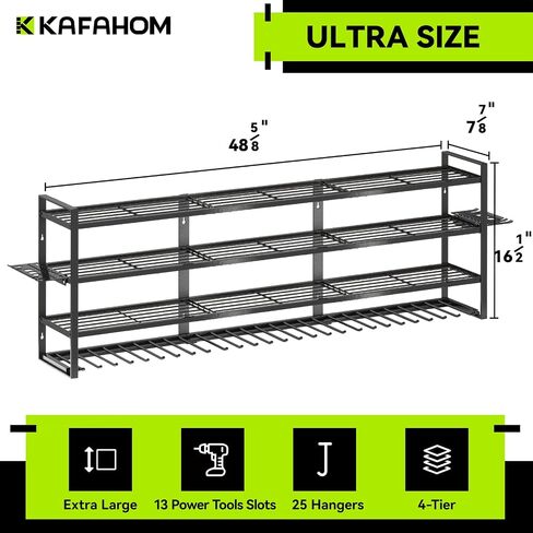 KAFAHOM Power Tool Organizer Wall Mount, 9 Drill Holders for Garage Organization,4 Layer Power Tool Rack,Tool Organizer and Storage with 2 New Accessories, Gifts Idea for Men/Dad/Husband in Saudi Arabia