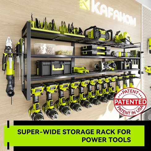 KAFAHOM Power Tool Organizer Wall Mount, 9 Drill Holders for Garage Organization,4 Layer Power Tool Rack,Tool Organizer and Storage with 2 New Accessories, Gifts Idea for Men/Dad/Husband in Saudi Arabia