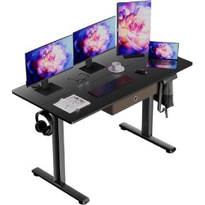 Mobile Standing Desk Adjustable Height, Portable Rolling Laptop Desk with Lockable Wheels and Hook, Sit Stand Up Desk, Standing Rolling Cart Desk with Gas Spring for Home, Office, Hospital