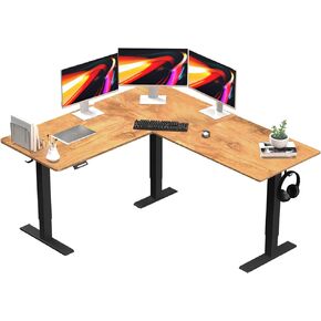 Upgrade Version 63 * 55 inch L Shaped Electric Adjustable Height Standing Desk, Corner Stand Up Desk, Sit Stand Computer L Desk for Gaming Office