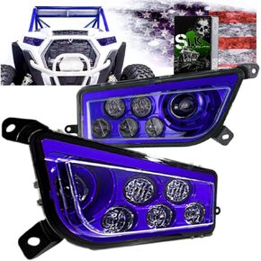مصباح أمامي SLK-Customs PREMIUM (NON Halo) RZR LED متوافق مع Polaris General، Polaris RZR 900s، Polaris razor 1000 XP Turbo (يناسب: 2015-2019) (NON Halo White)