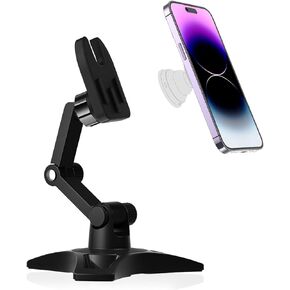 Cell Phone Stand Works for Popsocket, Height Angle Adjustable Desk Phone Holder, Heavy Duty Phone Stand for Desk for Home, Fits for All Sockets Grips