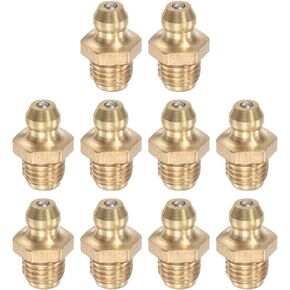 uxcell Brass Straight Grease Fitting 1/4"-28 Thread 8mm Width Hydraulic Grease Fitting Accessories, 10Pcs