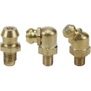 Sydien Grease Fittings 15pcs, Metric Brass Grease Nipple Assortment Kit- M4 Straight & 45 Degree & 90 Degree Angled Zerk Fittings, Hydraulic Zerk Grease Fittings For Trucks, Cranes & Forklifts