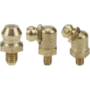 Sydien Grease Fittings 15pcs, Metric Brass Grease Nipple Assortment Kit- M4 Straight & 45 Degree & 90 Degree Angled Zerk Fittings, Hydraulic Zerk Grease Fittings For Trucks, Cranes & Forklifts