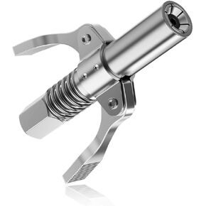 Ziciner Grease Gun Coupler, Double Handles Quick Lock Release Grease Gun Tip with 6 Thickened Jaws, 12000 PSI High Pressure Grease Fittings Compatible with All Grease Guns (1 PC)
