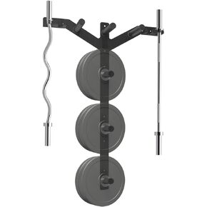 Wall Weight Plate Holder and Barbell Holder, 6 Pegs & 4 Barbell Storage Racks Load Up to 1190 LBS, Wall Mounted Weight Plate Holder, Bumper Plate Storage for Home Gym, Fit 2" Olympic Plates