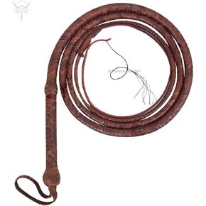 Bull Whip 04 Feet to 16 feet 16 Plaits Cow Hide Leather Equestrian Bullwhip Leather Belly & Leather Bolster Inside Dark Brown Color Friend Gift for Aniversary