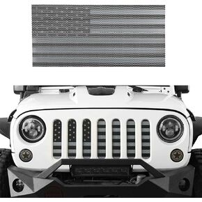 JK Flag Grill Insert Mesh Bug Screen for 2007-2018 Jeep Wrangler JK & JKU Unlimited (Classic Light Black & White)