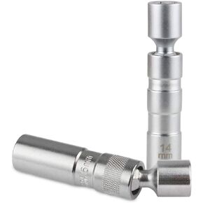 BELEY 14mm / 16mm 3/8 inch Magnetic Swivel Drive 12 Point Spark Plug Wobble Socket Compatible with BMW