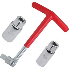 Spark Plug Socket Wrench Remover Installer Tool Kit Alloy Steel 360-Degree Rotation (T-Handle Universal Joint),16mm 21mm Socket.