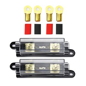 ANL Fuse Holder Kit - 2pcs Distribution Blocks and 200A ANL Inline Fuses with Ring Terminals - for Car Boat Audio Amplifier Circuits Protection, Dual Battery & Solar System