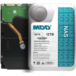 MDD (MDD12TSATA25672NAS) 12 تيرابايت 7200 دورة في الدقيقة 256 ميجابايت كاش SATA 6.0 جيجابايت/ثانية 3.5 بوصة محرك الأقراص الصلبة الداخلي NAS - ضمان 5 سنوات (متجدد) in Saudi Arabia