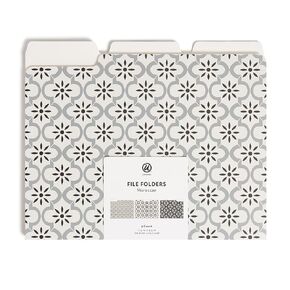 U Brands Moroccan File Folders, Office Supplies, 1/3-Cut Tabs in Assorted Positions, Letter Size, Black and White, 9 Count