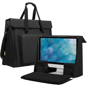 حقيبة حمل شاشة كمبيوتر مقاس 21/24 بوصة متوافقة مع شاشة iMac الكل في واحد وشاشات LCD للكمبيوتر المكتبي وحقيبة حمل لتخزين السفر مع جيب للإكسسوارات، وحزام كتف أسود
