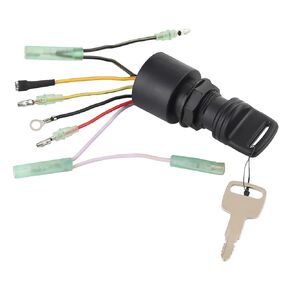 Boat Ignition Switch with Key Push Choke Compatible with Mercury Mariner Outboard Motor Control Box 3 Position 6 Wire Connectors Key Starter Switch with 2 Keys Replaces 87-17009A5 87-17009A2