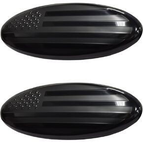 2 Pack for 2004-2014 F150 Front Grille Rear Tailgate Emblem, 9" Black Oval American Flag emblem Fits 11-14 Edge, 11-16 Explorer, 06-11 Ranger, 07-14 Expedition