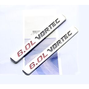 2X OEM 6.0L Vortec Badges Emblems Alloy 3D for 1500 2500Hd 3500Hd Silverado Sierra Truck Chrome Black
