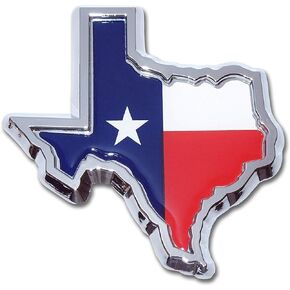 TEXAS FLAG IN SHAPE OF TEXAS State Edition Emblem Decal Longhorn Lone Star METAL Badge Universal StickOn FITS Chevy Silverado Suburban Tahoe GMC Sierra Ford F150 Ranger F-150 Dodge Ram Nissan T