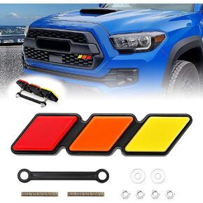 Tri-Color Front Grill Badge Emblem for Tacoma 4 Runner Tundra Sequoia Rav4 Highlander（White/Gray/Black