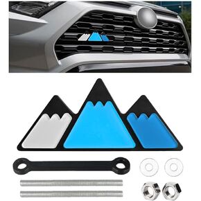 Car Tri-Color Grille Emblem, Auto Snow Mountain Decoration Sticker Triangle Badge Decal, Car Bumper 3-Color Decoration Accessories, Universal for Most Cars SUVs Vehicles